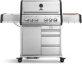 BURNHARD Gasgrill 4-Brenner inkl. Heckbrenner, Mit Gusseisen Grillrost & inkl. stabiler Abdeckhaube, Seitenkochfeld mit Infrarot Keramikbrenner