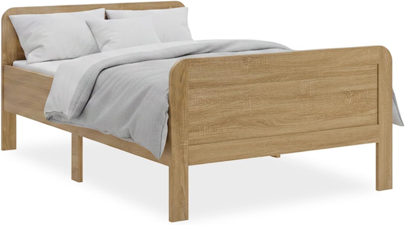 Homestyle4u Komfortbett Seniorenbett 120 × 200 Natur Holz, Bett Senioren Komforthöhe mit erhöhtem Einstieg extra hoch