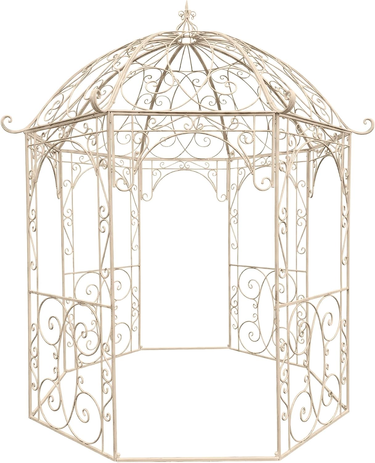 CLP Rosenpavillon aus Eisen Leila, Farbe: antik-Creme, Gartenpavillon im Jugendstil nostalgisch