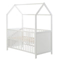 Roba Hausbett 70 × 140 cm, FSC zertifiziert, Babybett in Hausoptik, Höhenverstellbar, Umbaubar zum Juniorbett, Holz weiß