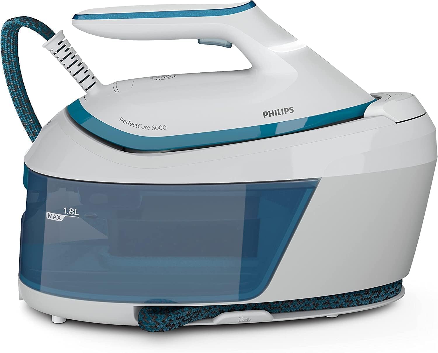 Philips PerfectCare Dampfgenerator der 6000er Serie, 2400 W, 500 g Dampfstoß, PSG6022/20, Weiß/Blau, 6,5 Bar Druck, OptimalTEMP-Technologie