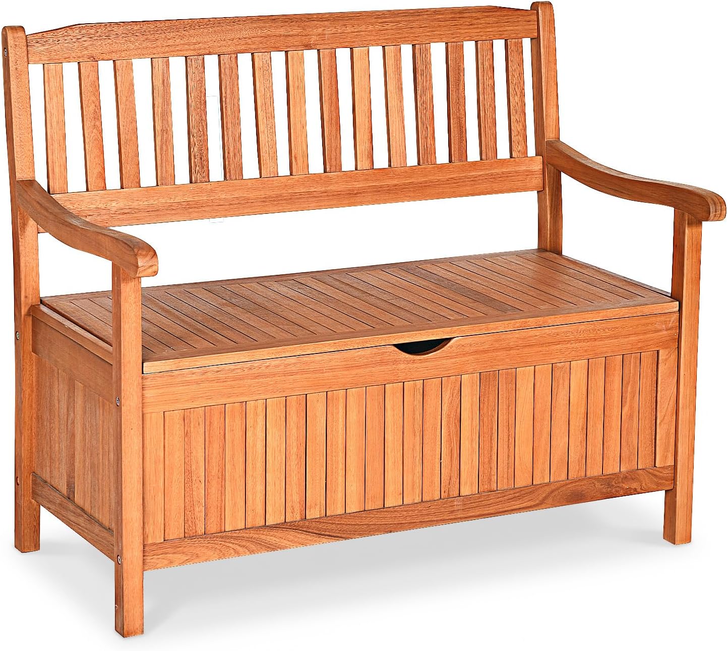 GIANTEX Gartenbank Holz mit Stauraum, 2-Sitzer Sitzbank Massivholz bis 360 kg belastbar, 107 × 59 × 90 cm, Truhenbank mit Aufbewahrungsbox