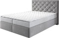 DELIFE Boxspringbett Dream-Great Mikrofaser Grau 140 × 200 cm mit Matratze und Topper