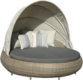 Dehner Sun-Lounger Florida, Ca. 220 × 160 × 159 cm, Braun/grau, Rund, Aluminium/Polyrattan