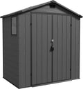 TRIUMPHKEY 6 × 4 Gartenhaus Kunststoff, 185 × 121 × 210 cm Kunststoff Gerätehaus mit Boden, Fahrradschuppen mit Abschließbar Tür, Rasen und Garten