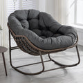 Villeston Outdoor Schaukelstühl, Rattan, Ei-Schaukelstuhl für Wohnzimmer, Veranda, Garten, Terrasse, Hinterhof, Grau/Braun