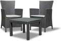 Keter Allibert by  Lounge Set Rosario Balcony 2x Sessel und 1x Tisch, Graphit inkl. Sitzkissen, Rattanoptik, Kunststoff, Geeignet für Balkon