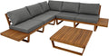 DEGAMO Loungeset Gartenset Cartagena mit Ecksofa und Loungetisch 15-teilig, Stellmaß 248 × 248 cm, Mit Polstern grau, Akazienholz braun geölt