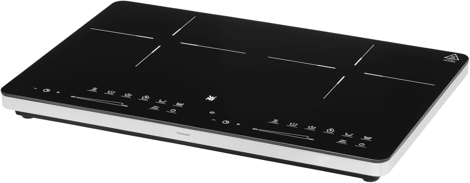 WMF Kult X Doppel- Induktionskochfeld 2 Platten, Kochplatte bis 28 cm, 3500 W, 2 Kochzonen, 8 Stufen, Topferkennung, Touch-Display, Glaskeramik