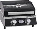 RÖSLE Gasgrill BBQ-Portable VIDERO G2-P, Schwarz, Tragbarer Tischgrill mit 2 Edelstahlbrennern, Pulverbeschichteter Stahl, 50 mbar