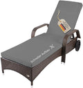 RS Trade Sonnenliege Gartenliege Toscana Wetterfest mit Rollen, Polyrattan Rattan Liege Outdoor mit Armlehne, Verstellbare Relaxliege für Garten