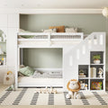 Dolamaní Etagenbett für 2 Kinder 90 × 200 cm, Hochbett mit Treppe, Kinderbett Mit & Schließfächern & Rausfallschutz, Kinderzimmer kinderhochbett, Weiß