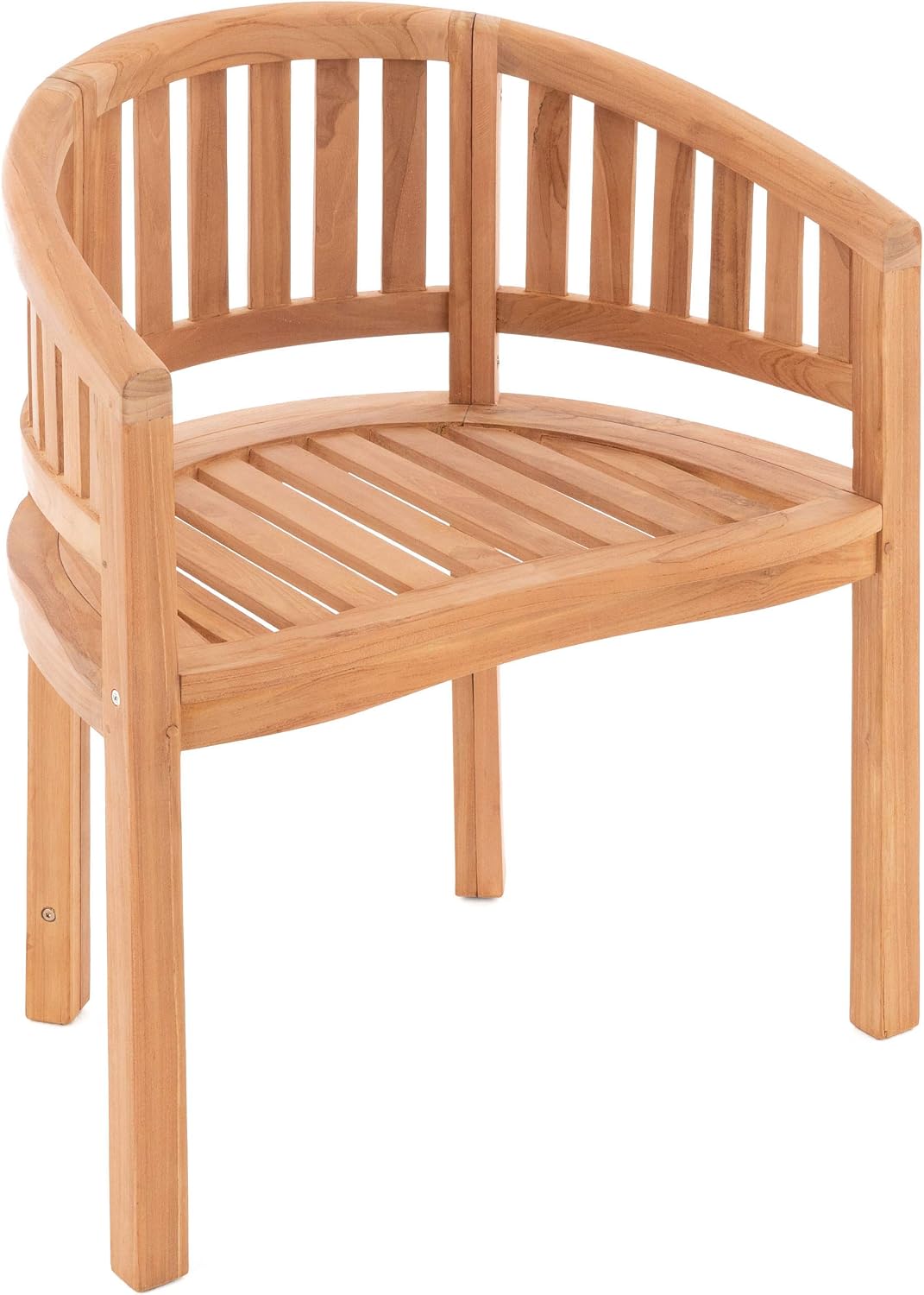 Nexos Trading DIVERO Bananenstuhl Sarasota geschwungen aus Teak Holz, Farbe: Natur-Braun, Behandelt, Reine Handarbeit