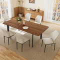JIEXI Esstisch Mit 4-8 Stühlen Set, 160-200 cm Walnussfarbener Tisch + 6 weiß Stühle, Essgruppe Tisch Ausziehbar