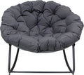 FRANK FLECHTWAREN Schaukelsessel Relax aus Metall mit Polsterung in Anthrazit, Belastbar bis 150 kg, Wasserabweisender Polyester-Stoff