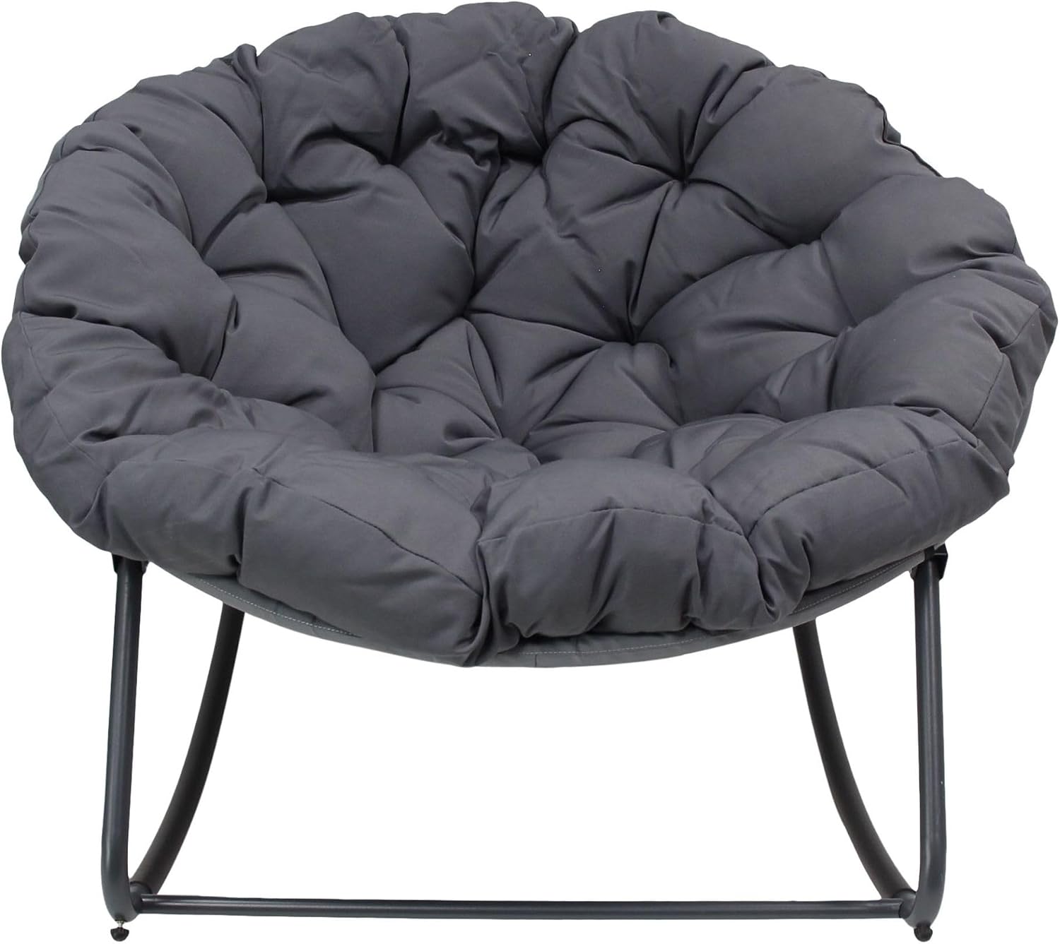 FRANK FLECHTWAREN Schaukelsessel Relax aus Metall mit Polsterung in Anthrazit, Belastbar bis 150 kg, Wasserabweisender Polyester-Stoff