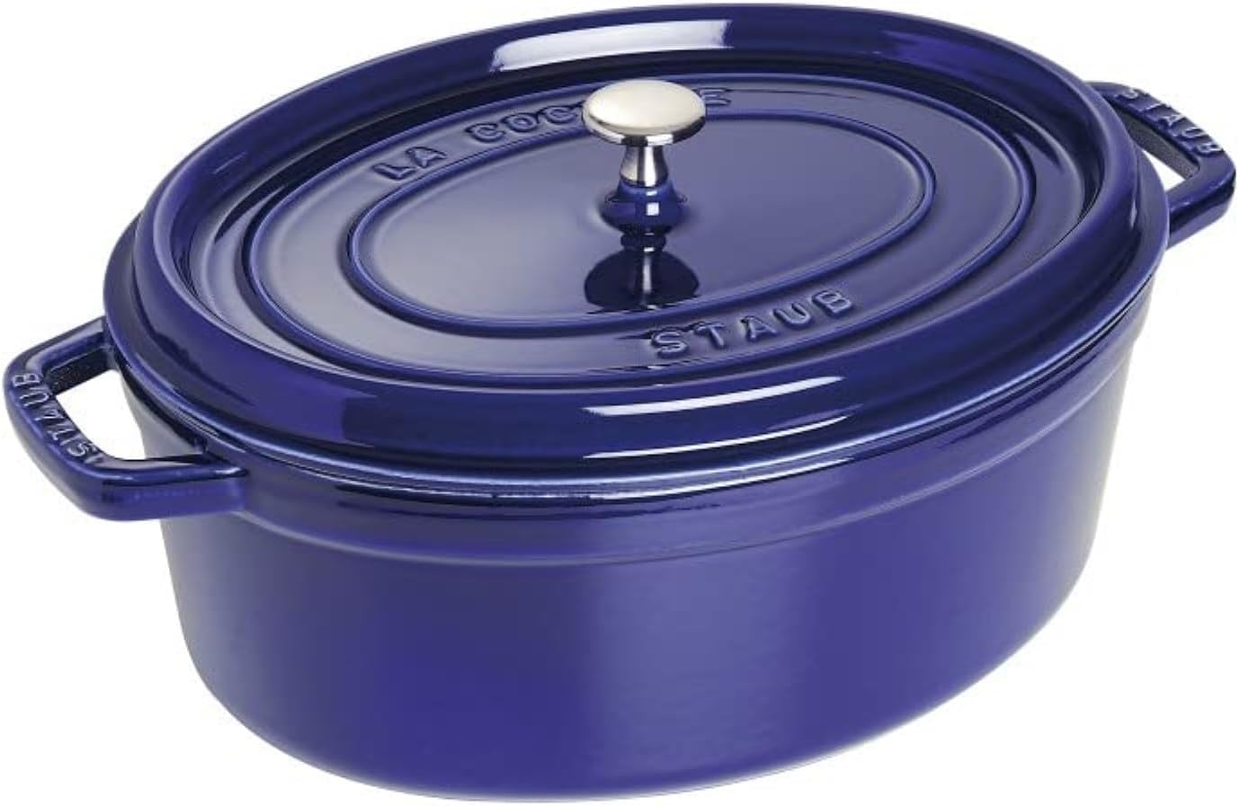 STAUB Cocotte, Alle Herdarten inkl Induktion, Oval 33 cm, 6,7 l, Dunkel-Blau, Gusseisen Bräter