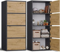 CDF Kommode Mehrzweckschrank 4 Türen Highboard Allzweckschrank Hochkommode Flurschrank für Wohnzimmer Büro Flur Schlafzimmer Aktenschrank