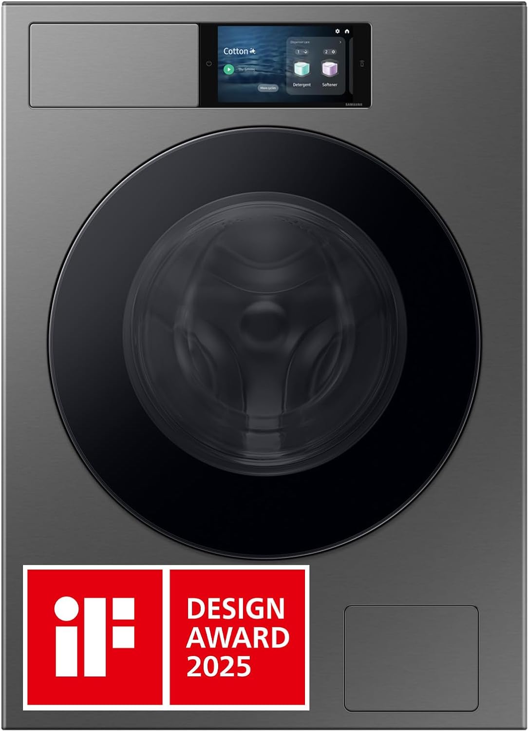 Samsung WF90F09C4SU2 Bespoke AI Waschmaschine, 9 kg, EEK: A, 55%, 7 Zoll Touch-Display, SmartThings Energy Mode, AI Home & AI Wash, Dark Steel