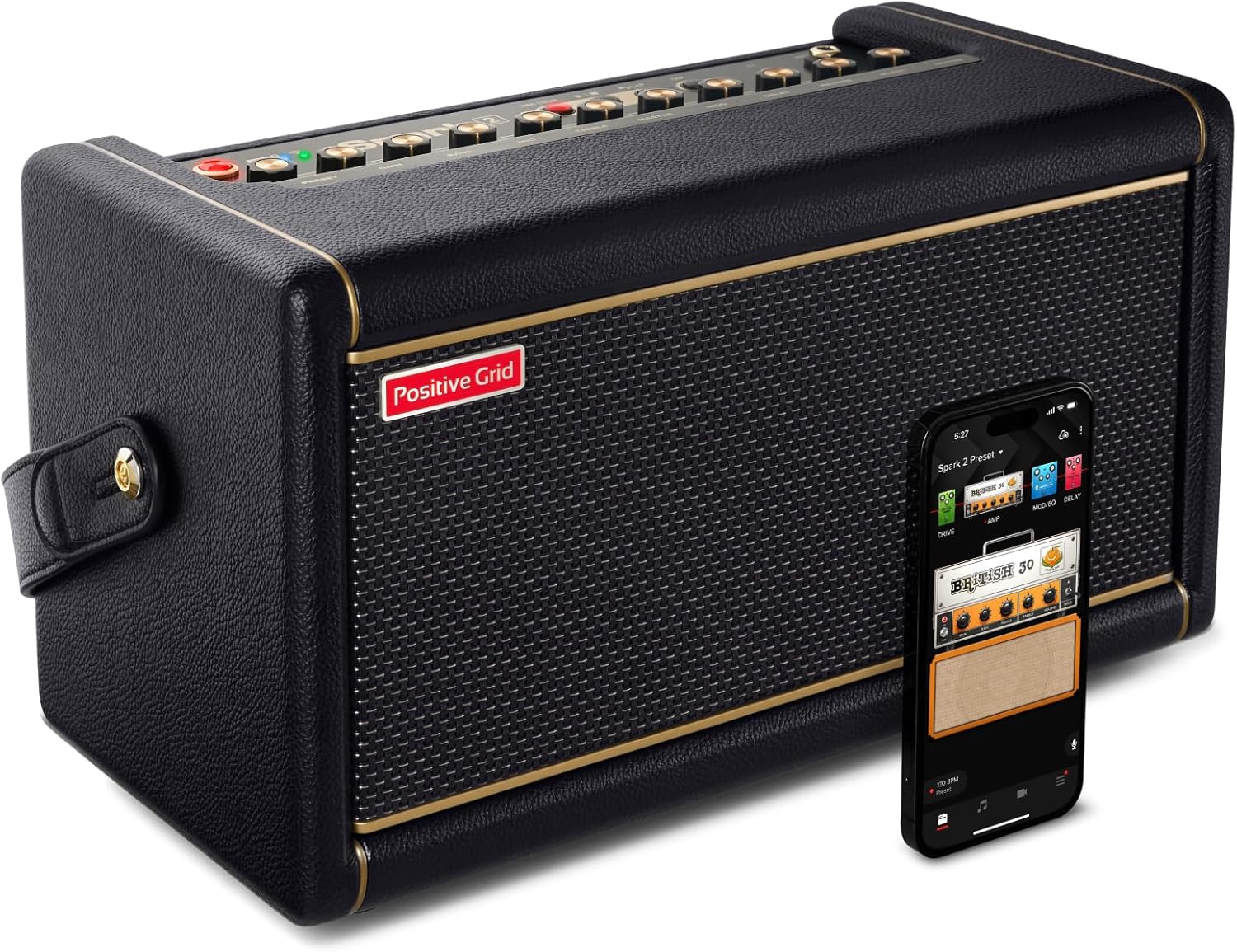 Positive Grid Spark 2 50 W Smart Übungs-Verstärker & Bluetooth Lautsprecher mit eingebautem Looper, Nützlichen KI-Features & Smart App für E-Gitarre