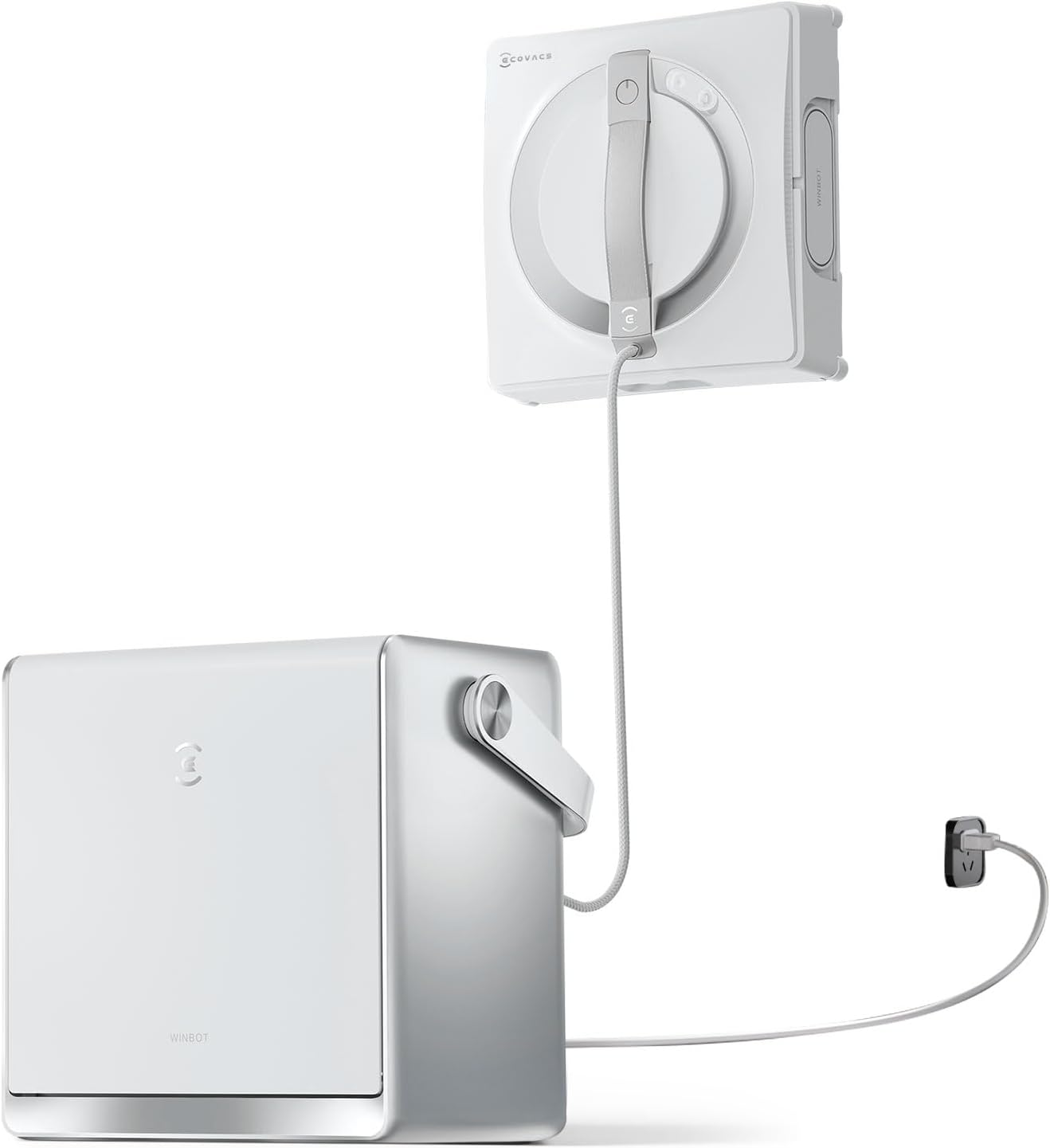 ECOVACS WINBOT W2 PRO Omni Fensterputzroboter mit 6-in-1 Multifunktionsstation, Aufladen im Betrieb, 3-Düsen-Sprühkopf, 12-Stufen-Schutz, Weiß