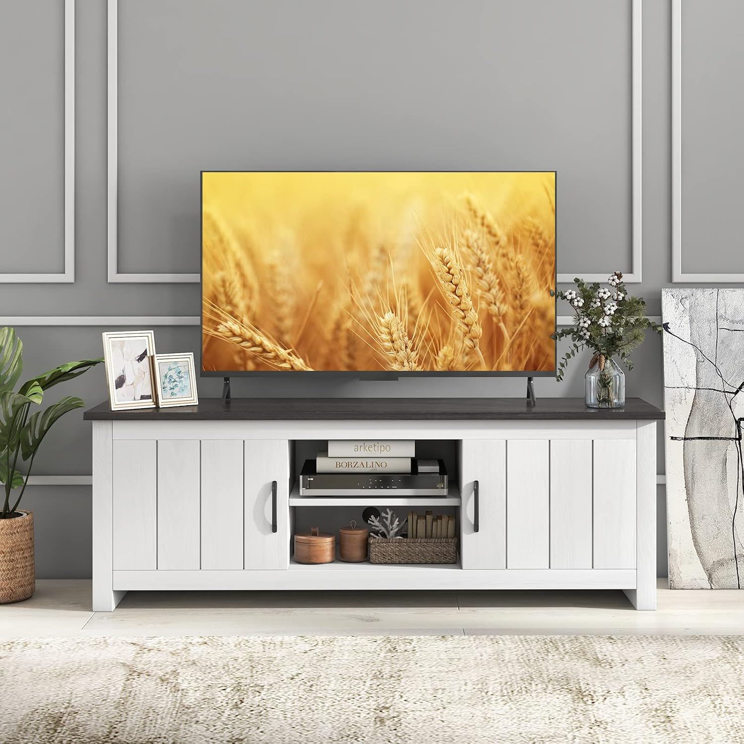 GIANTEX TV-Schrank TV-Board, TV Lowboard Sideboard 145 × 40 × 50 cm, Fernsehschrank Fernsehtisch TV Ständer für Fernseher bis zu 65 Zoll