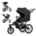 Kinderkraft HELSI 2 Buggy bis 27 kg, Schwarz, Buggy ab geburt, Laufkinderwagen mit große Luftreifen, Liegefunktion, Verstellbarer Elterngriff