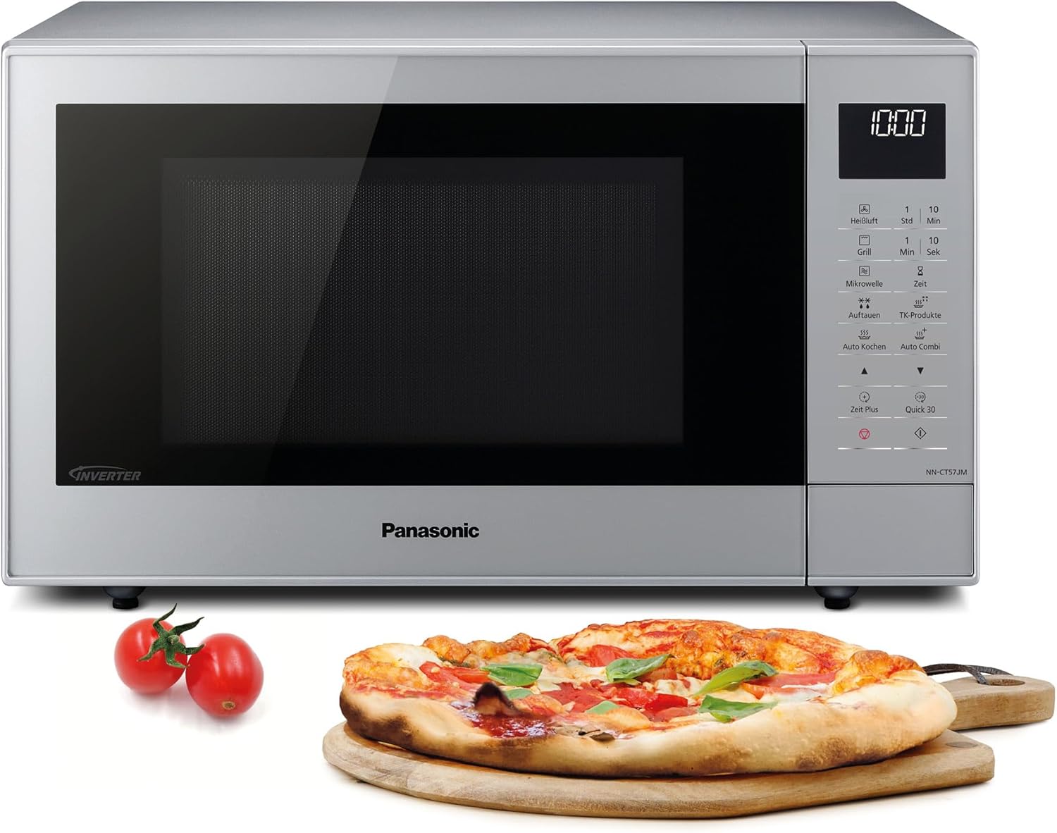 Panasonic NN-CT57JMGPG, 1000 W, Silber, Schlanker Kombi-Mikrowellenherd mit Drehteller, 27 Liter, Edelstahl, 29 automatische Programme