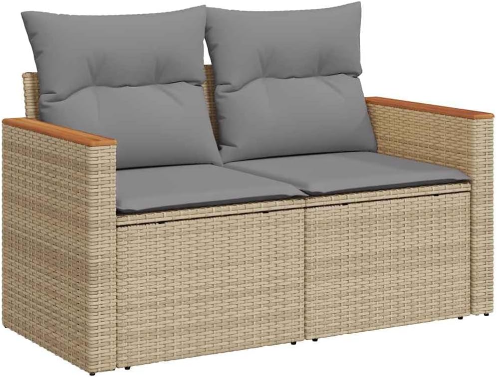 VidaXL Gartensofa mit Kissen 2-Sitzer, Sofa für Garten Terrasse, Terrassensofa mit abnehmbarem waschbarem Bezug, Gartenmöbel Terrassenmöbel
