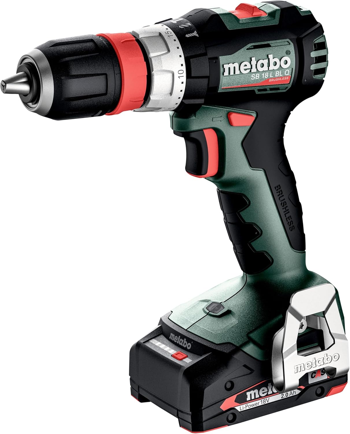 Metabo Akku-Schlagbohrschrauber SB 18 l BL Q, Inkl. 2 × 2,0 Ah Li-Power Akkus, 18 V Bohrschrauber, Ladegerät SC 30, 65 Nm, Bürstenloser Motor