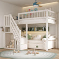 Jovify Bett Etagen 90 × 200 , Größe: 205 × 133, 5 × 173 cm, 90 × 200, Kinder, Massivholz, Ohne Matratze, Weiß, Stauraum