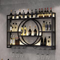 Generisch Wandmontierte Weinregale, 140 × 80 × 15 cm, Schwarz, Weinregal Wand Metall, Bar Regal mit Weingläserhalter, Home Bar und Restaurant
