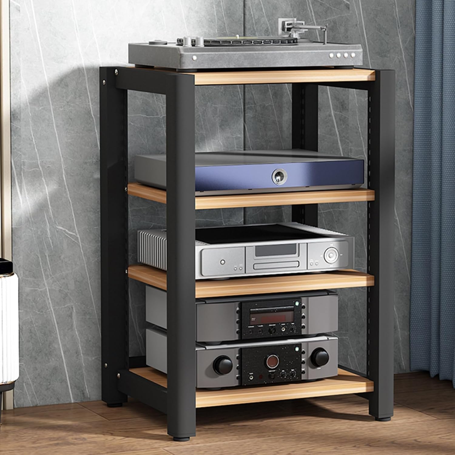 YTSJXN Schrank Audio Rack Hifi Regal, 4-stufiges , 4-stufiges Stereo-Rack, für Audio Equipment dac AmplifierLight Walnut, TV Hifi Rack Audio Schrank