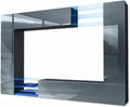 Vladon Wohnwand Mirage, Inkl. LED-Beleuchtung, 262 × 183 × 39 cm, Schwarz matt/Grau Hochglanz, Made in Germany, Anbauwand mit Rückwand mit 2 Türen