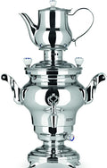 BEEM 06127 Samowar Odessa III, 53 × 34 × 25 cm, Silber, Edelstahl, 3 Liter, Traditionelle Teezubereitung, 2 Heizspiralen, Energiesparend
