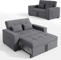 Xbro 3-in-1 Schlafsofa ausziehbar, 2-Sitzer Sofa mit Schlaffunktion, Verstellbare Rückenlehne, Leinenstoff mit 2 Kissen und Seitentaschen, Dunkelgrau
