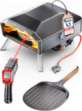 LIKAYA NeroSpin Pizzaofen Gas, 6,2 kW Outdoor Gas Pizzaofen 450 °C, Gas Pizza Ofen Outdoor mit Pizzastein Drehteller, Pizzaschaufel