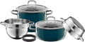 Silit Compact Topfset Induktion 4-teilig, Kochtopf Set mit Glasdeckel, Induktions Töpfe Set nickelfrei, Silargan Funktionskeramik, Petrol