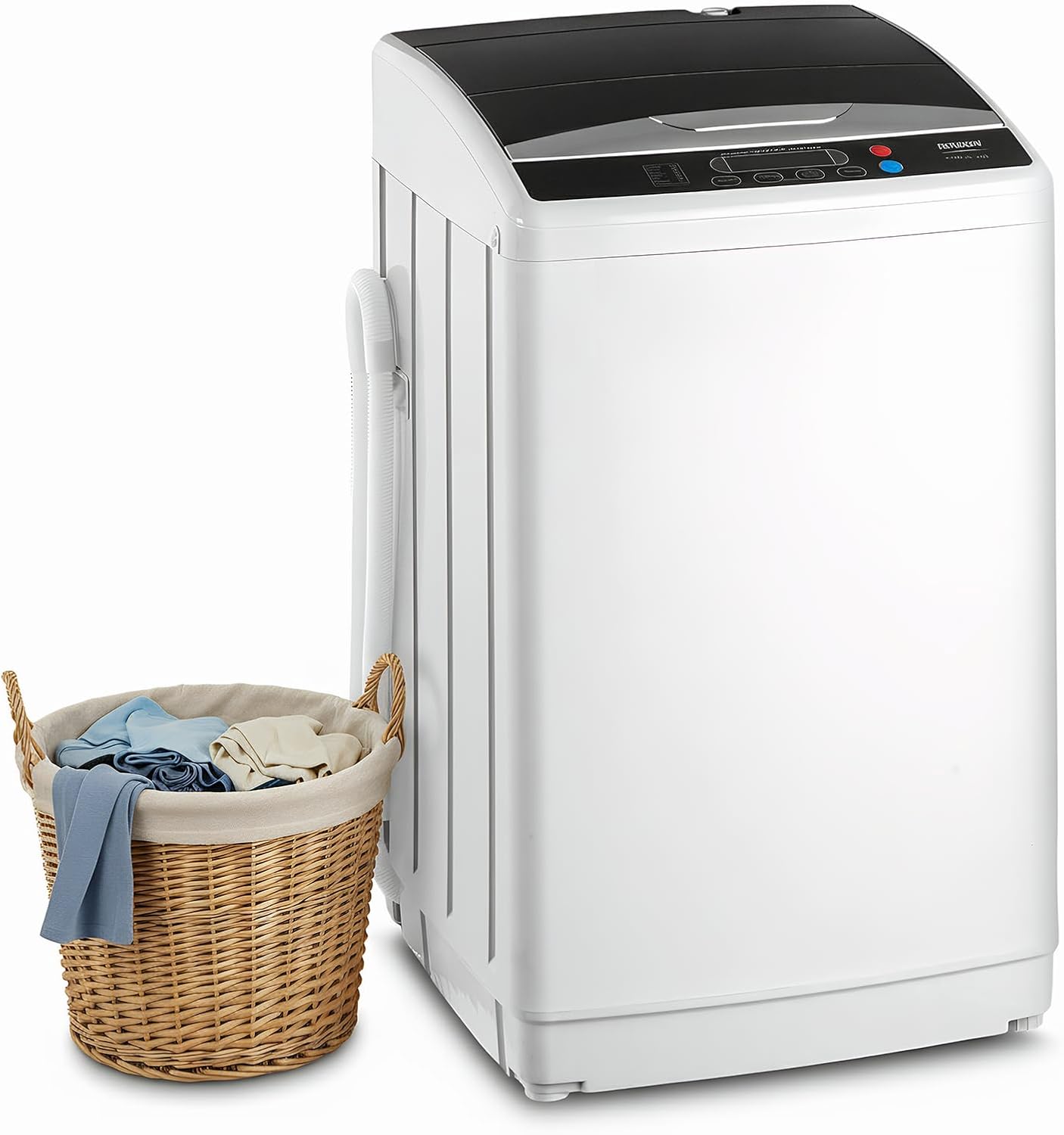 ROVSUN Waschmaschine Toplader 7 KG, 60-70 dB, Kleine Waschmaschine 51 × 47 × 87 cm, 24H-Timer