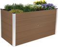 Dobar XXL Hochbeet aus WPC, Pflegeleichtes Holz-Kunststoff Hochbeet 700 l, 150 × 70 × 75 cm, WPC Pflanzkasten mit Aluminium-Kanten, Hellbraun