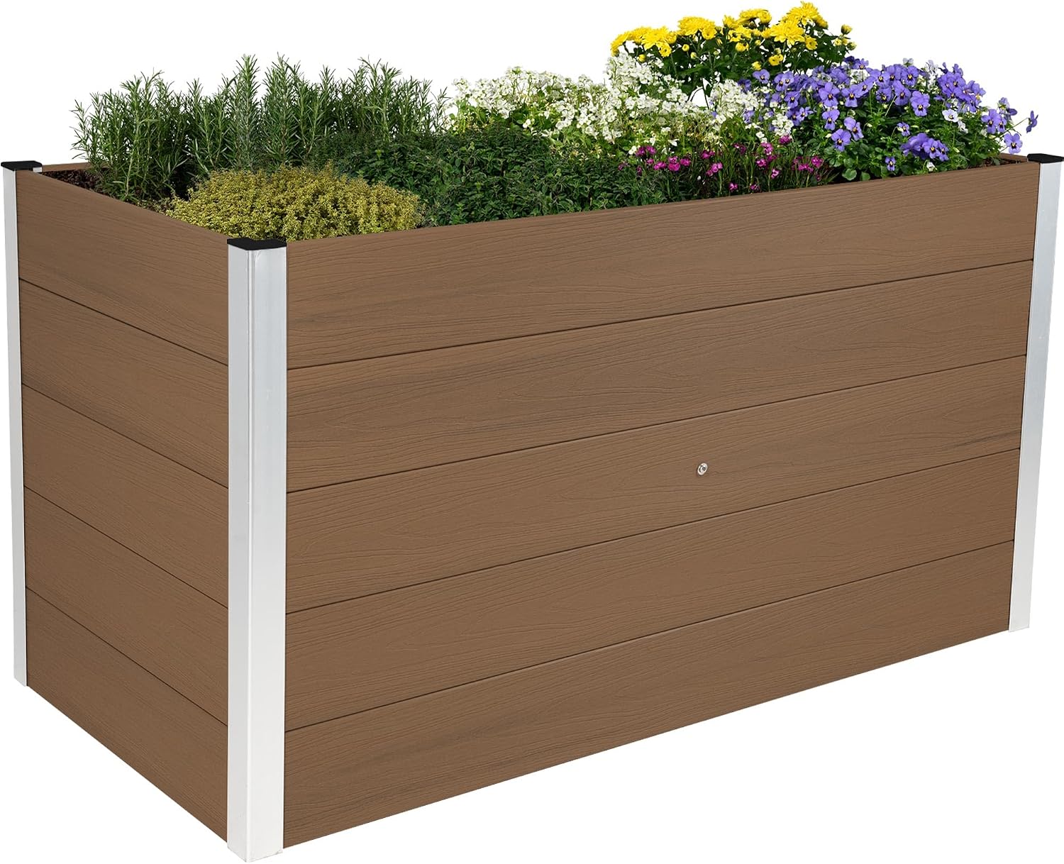 Dobar XXL Hochbeet aus WPC, Pflegeleichtes Holz-Kunststoff Hochbeet 700 l, 150 × 70 × 75 cm, WPC Pflanzkasten mit Aluminium-Kanten, Hellbraun
