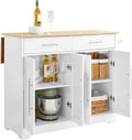 SoBuy Kücheninsel mit Rollen, Cm FKW129-WN, Servierwagen mit ausziehbarer Arbeitsplatte, 44–69