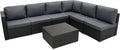 Monster Shop Rattan Modulares Gartenmöbel 7-teiliges Gartenmöbel-Set, 5-Sitzer Sofa, Polyrattan, für den Außenbereich, Eckstühle mit Kissen