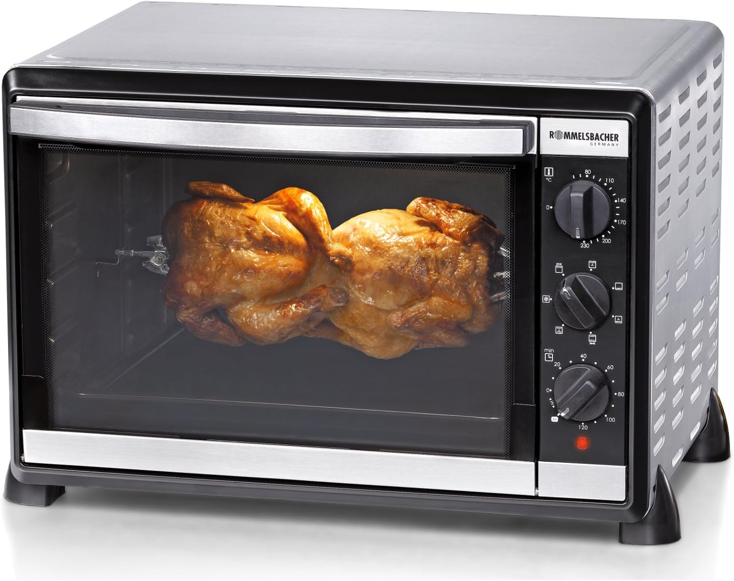 ROMMELSBACHER Back & Grill Ofen BG 1805/E, Temperaturen von 80-230 °C, 1800 W, 42 Liter Backraum, 7 Heizarten, Umluft, Drehspieß, Doppelverglasung