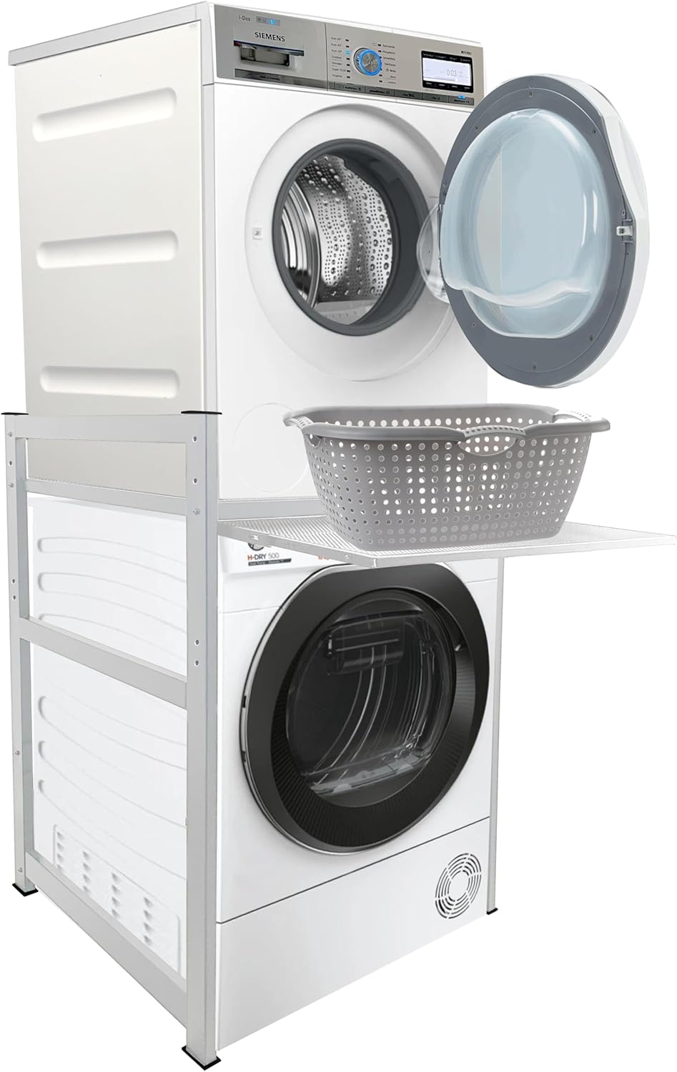 QUICK STAR Waschmaschinenregal 74 × 65 × 111 cm mit Auszug Weiss Standregal Trockner Aufbewahrungsorganisator Badezimmer