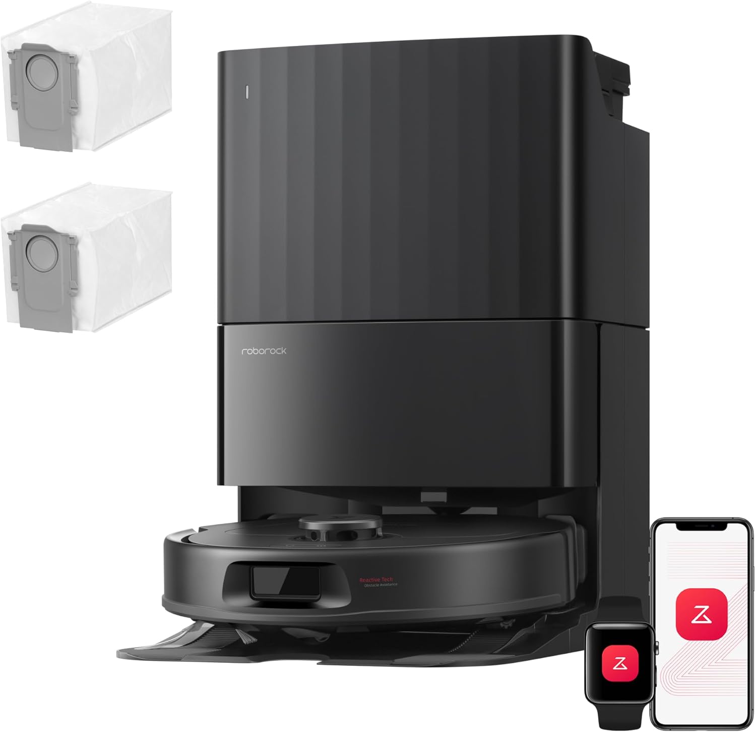 Roborock Qrevo S Pro Set Saugroboter mit Wischfunktion, 75 °C Heißwasser-Moppreinigung, Schwarz, Verbessert von QV 35A, 18.500 Pa Saugkraft