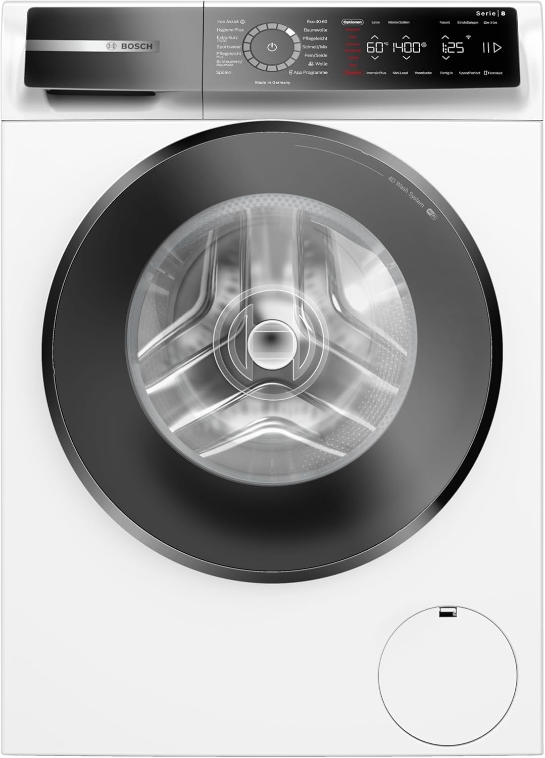 Bosch WGB244040 Serie 8 Smarte Waschmaschine, 9 kg, 1400 UpM, Made in Germany, Active Water Plus Energie- und Wasserersparnis, Mini Load