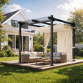 JUMMICO Aluminium Pergola Pavillon 3 × 3 m wasserdicht stabil Winterfest, Gartenpavillon mit Schiebedach & Seitenwand, Schützt vor Sonne, Langlebig