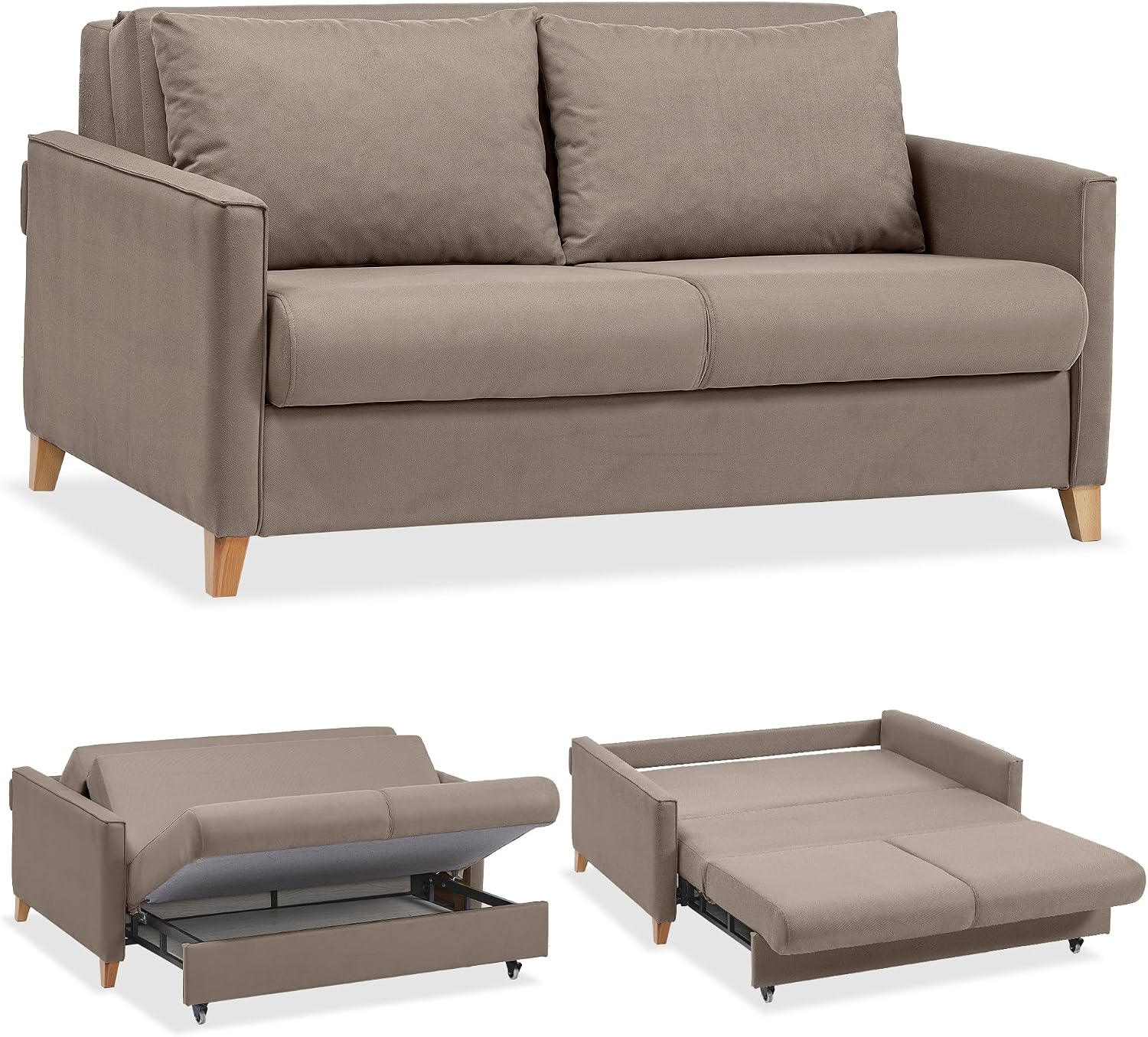 EVERGREENWEB MATERASSI & BEDS Sofa EVERGREENWEB Schlaf , Länge 165 cm, Tiefe 110 cm, Umwandelbar 2-Sitzer Couch mit Ausziehbarer Chaise Longue