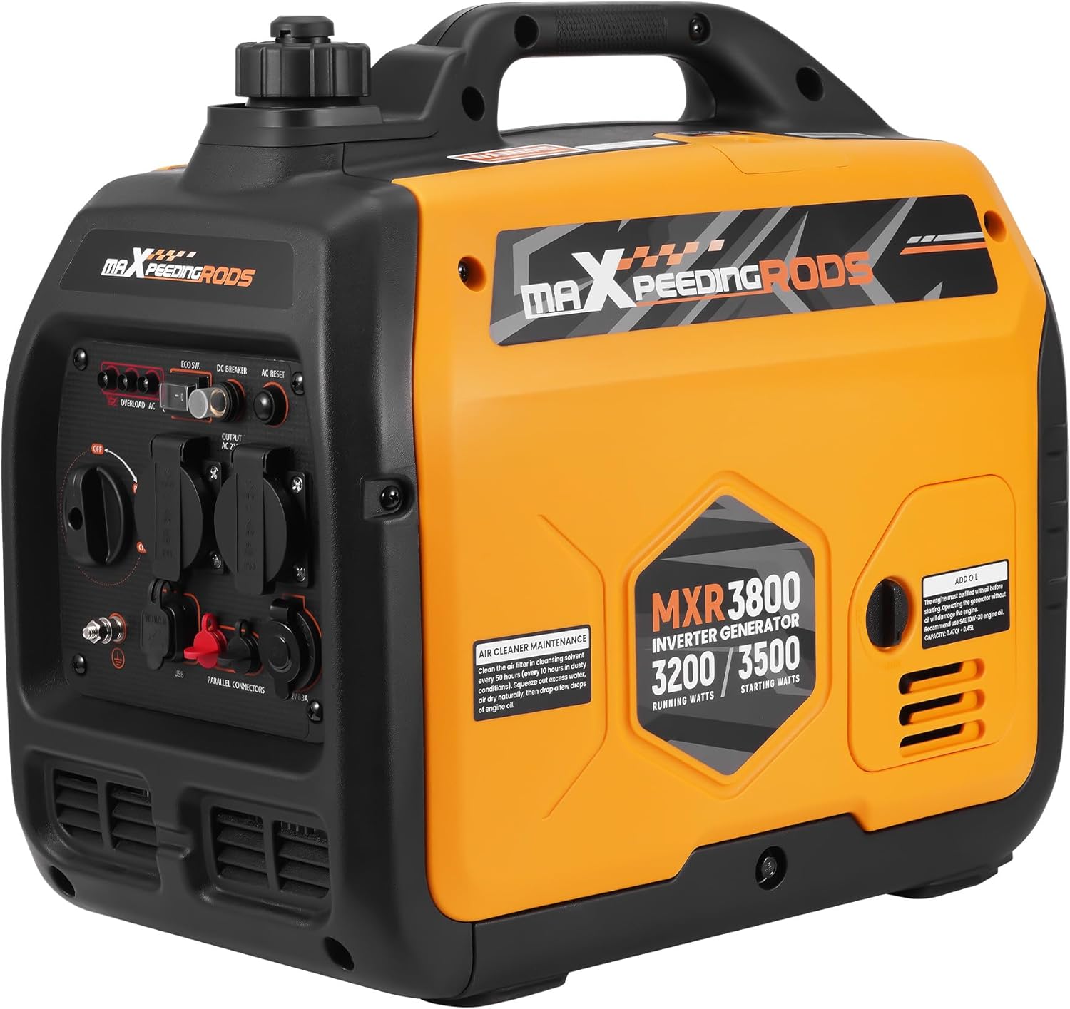 MaXpeedingrods 3500 W Inverter Stromerzeuger, ECO-Modus mit 2 × 230 V / 2x USB / 1 × 12 V DC Steckdosen für RV Camping Festivals